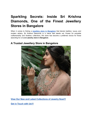 Sparkling Secrets_ Inside Sri Krishna Diamonds, One of the Finest Jewellery Stores in Bangalore