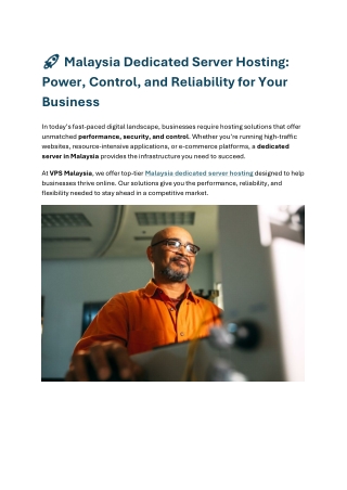 Malaysia Dedicated Server Hosting Power