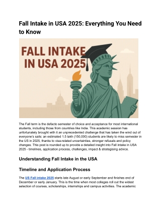 Fall intake in USA 2025