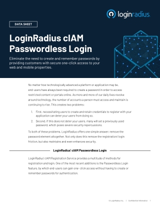 CIAM Passwordless Login for Better Security