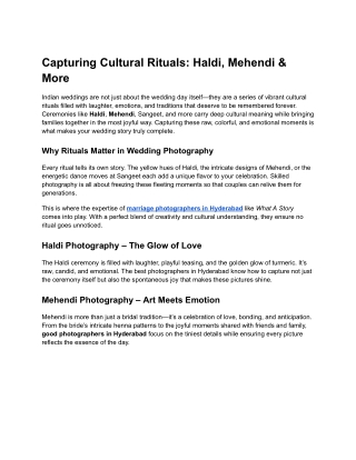 Best Photographers in Hyderabad | What A Story