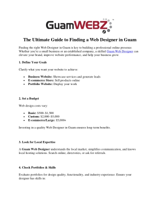 The Ultimate Guide to Finding a Web Designer in Guam