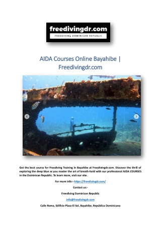 AIDA Courses Online Bayahibe | Freedivingdr.com