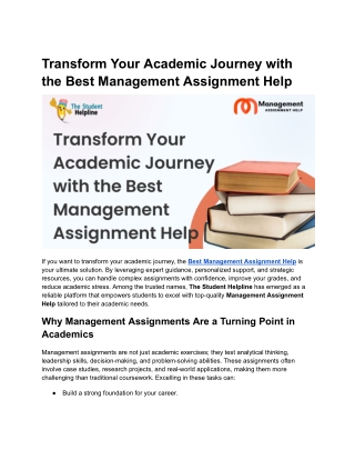 Transform Your Academic Journey with the Best Management Assignment Help