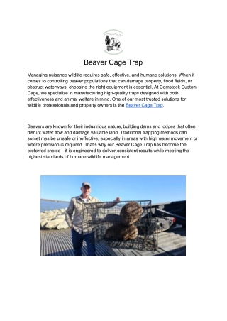 Beaver Cage Trap – Comstock Custom Cage