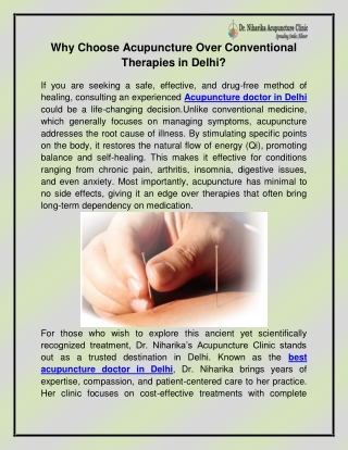 Acupuncture doctor in Delhi