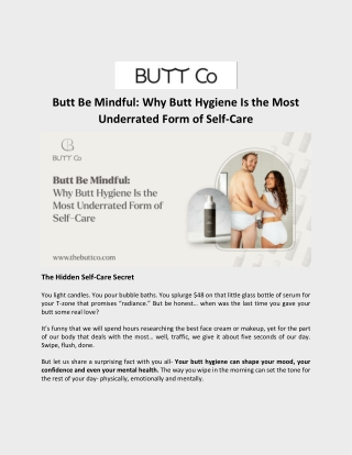 Butt Be Mindful - Why Butt Hygiene Is the Most Underrated Form of Self-Care