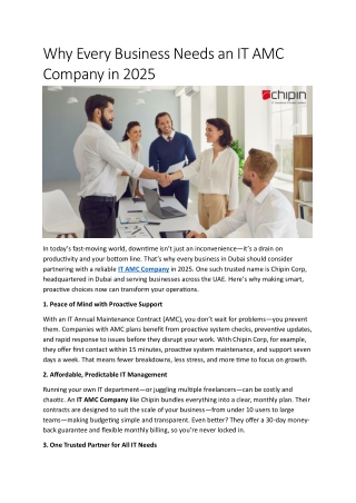 Why Every Business Needs an IT AMC Company in 2025 ?