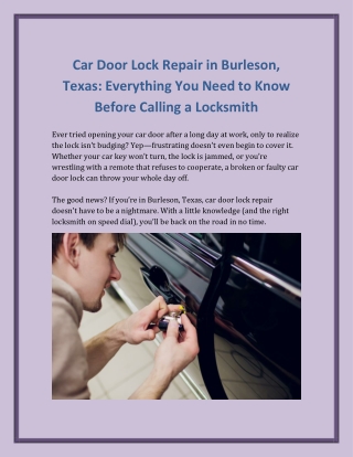 Car Door Lock Repair in Burleson, Texas