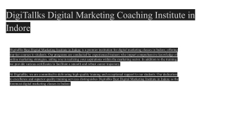 DigiTallks Digital Marketing Coaching Institute in Indore