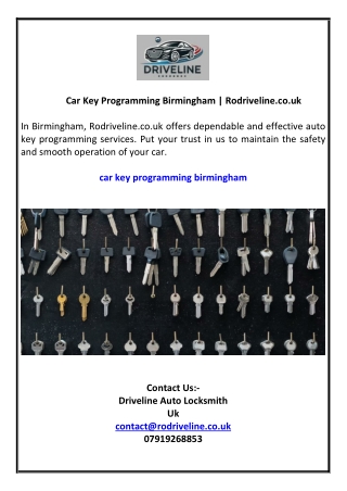 Car Key Programming Birmingham | Rodriveline.co.uk