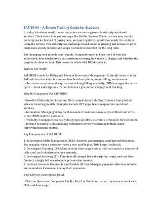 SAP BRIM – A Simple Training Guide for Students