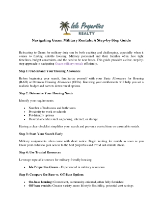 Navigating Guam Military Rentals: A Step-by-Step Guide