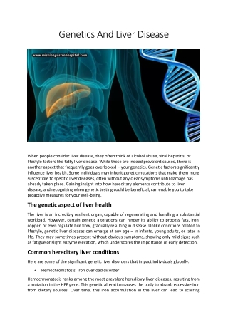 Genetics And Liver Disease