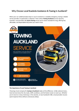 Why Choose Local Roadside Assistance and Towing in Auckland