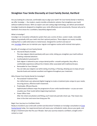 Straighten Your Smile Discreetly at Crest Family Dental