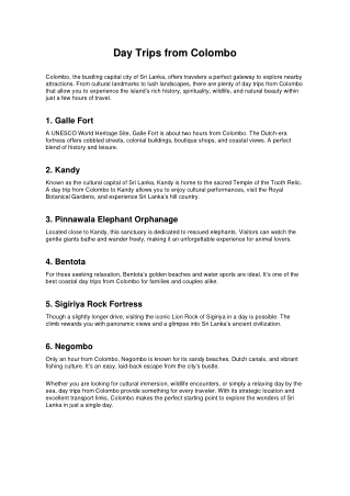 Unforgettable Day Trips from Colombo with Arabiers Sri Lanka