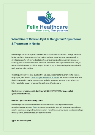 What Size of Ovarian Cyst Is Dangerous? Symptoms & Treatment in Noida
