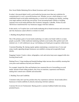 How Social Media Marketing Drives Brand Awareness and Conversions