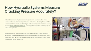 How Hydraulic Systems Measure Cracking Pressure Accurately
