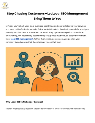 Stop Chasing Customers—Let Local SEO Management Bring Them to You
