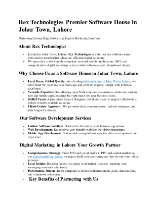 Rex Technologies Premier Software House in Johar Town