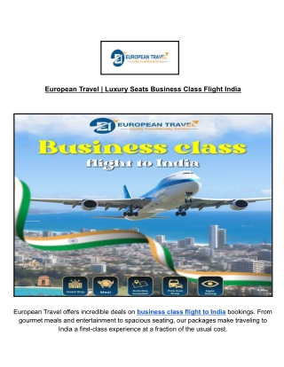 European Travel _ Business Class Flight to India Deals