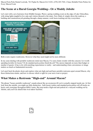 Luxury vs. Requirement: Picking the Right Portable Bathroom Rental Near Macon