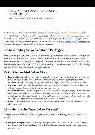 Tsavo East Safari Packages Price Guide How to Choose the Best Deal in 2025