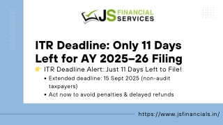 ITR Deadline Only 11 Days Left for AY 2025–26 Filing
