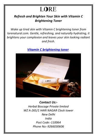 Refresh and Brighten Your Skin with Vitamin C Brightening Toner