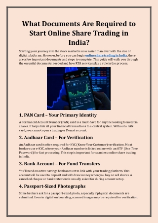 What Documents Are Required to Start Online Share Trading in India?