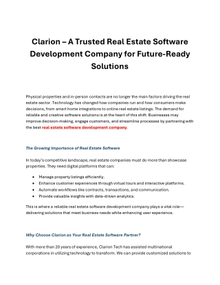 Clarion – Real Estate Software Development Company
