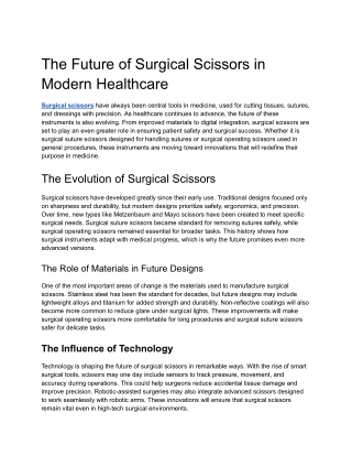The Future of Surgical Scissors in Modern Healthcare