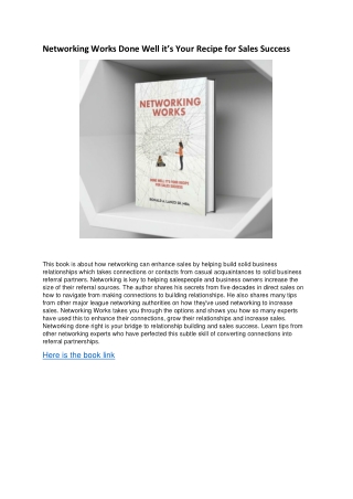 Networking Works Done Well it’s Your Recipe for Sales Success