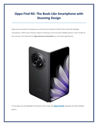 Oppo Find N5 The Book Like Smartphone with Stunning Design