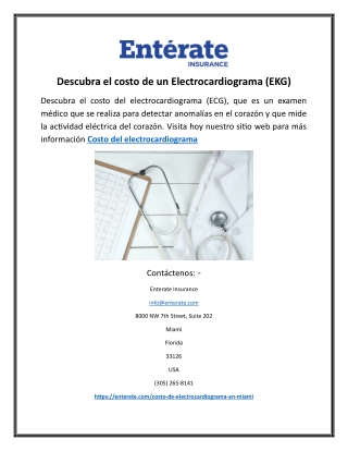 Descubra el costo de un Electrocardiograma (EKG)