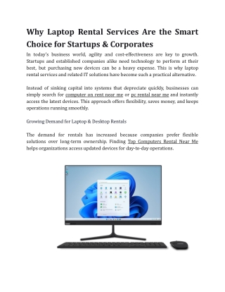 Why Laptop Rental Services Are the Smart Choice for Startups & Corporates