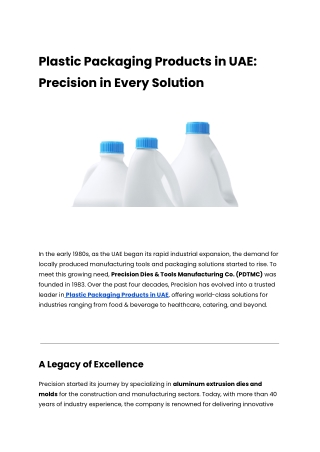 Plastic Packaging Products in UAE_ Precision in Every Solution