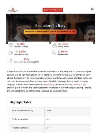 Bachelors in Italy – Study Undergraduate Programs Abroad