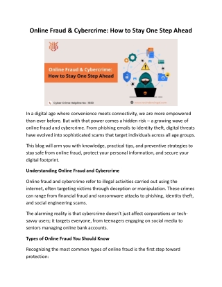 Online Fraud & Cybercrime: How to Stay One Step Ahead