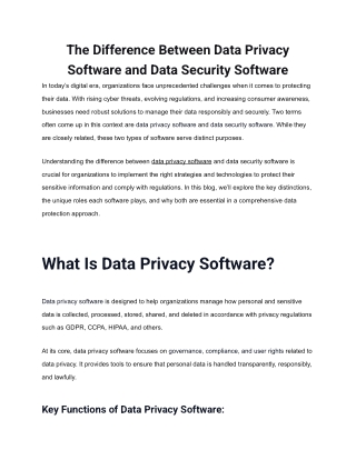 The Difference Between Data Privacy Software and Data Security Software