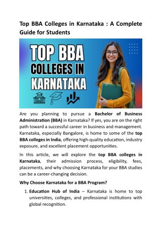 Top BBA Colleges in Karnataka