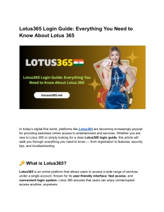 Lotus365 Login Guide Everything You Need to Know About Lotus 365