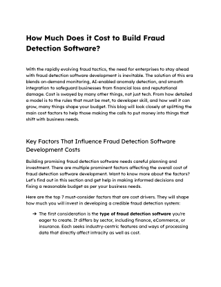 How Much Does it Cost to Build Fraud Detection Software