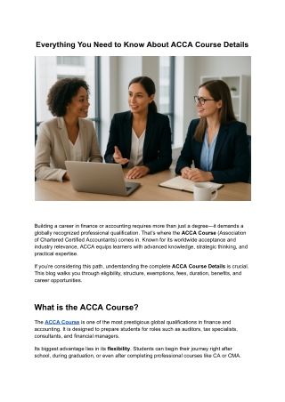 Everything You Need to Know About ACCA Course Details