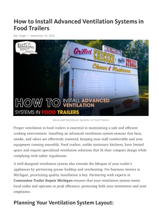 Concession Repair Michigan Tips for Food Trailer Ventilation Installation