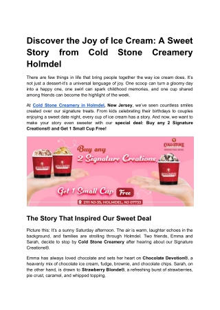 Discover the Joy of Ice Cream_ A Sweet Story from Cold Stone Creamery Holmdel