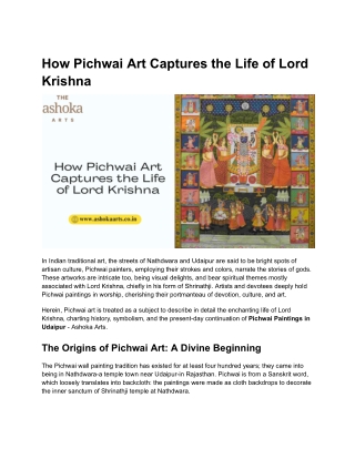 How Pichwai Art Captures the Life of Lord Krishna