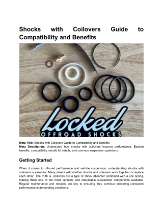 Shocks with Coilovers Guide to Compatibility and Benefits